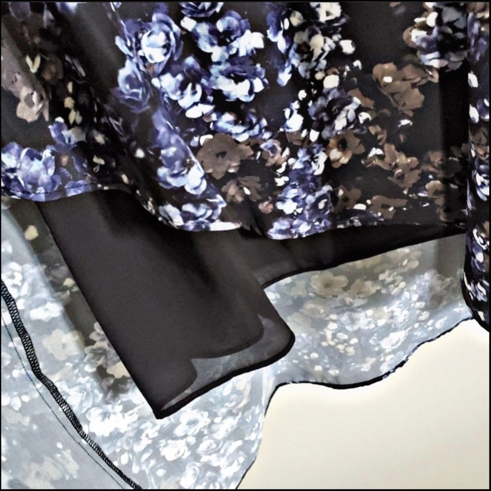 NWT PARKER DARK BLUEBONNET FLORAL FAUX-WRAP ASYMMETRICAL DRESS L - Picture 9 of 15